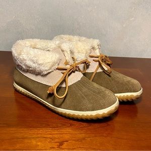 Sperry Top-Sider Leather Upper Faux Fur Lining Mid Top Moc Women’s 6M *RARE*